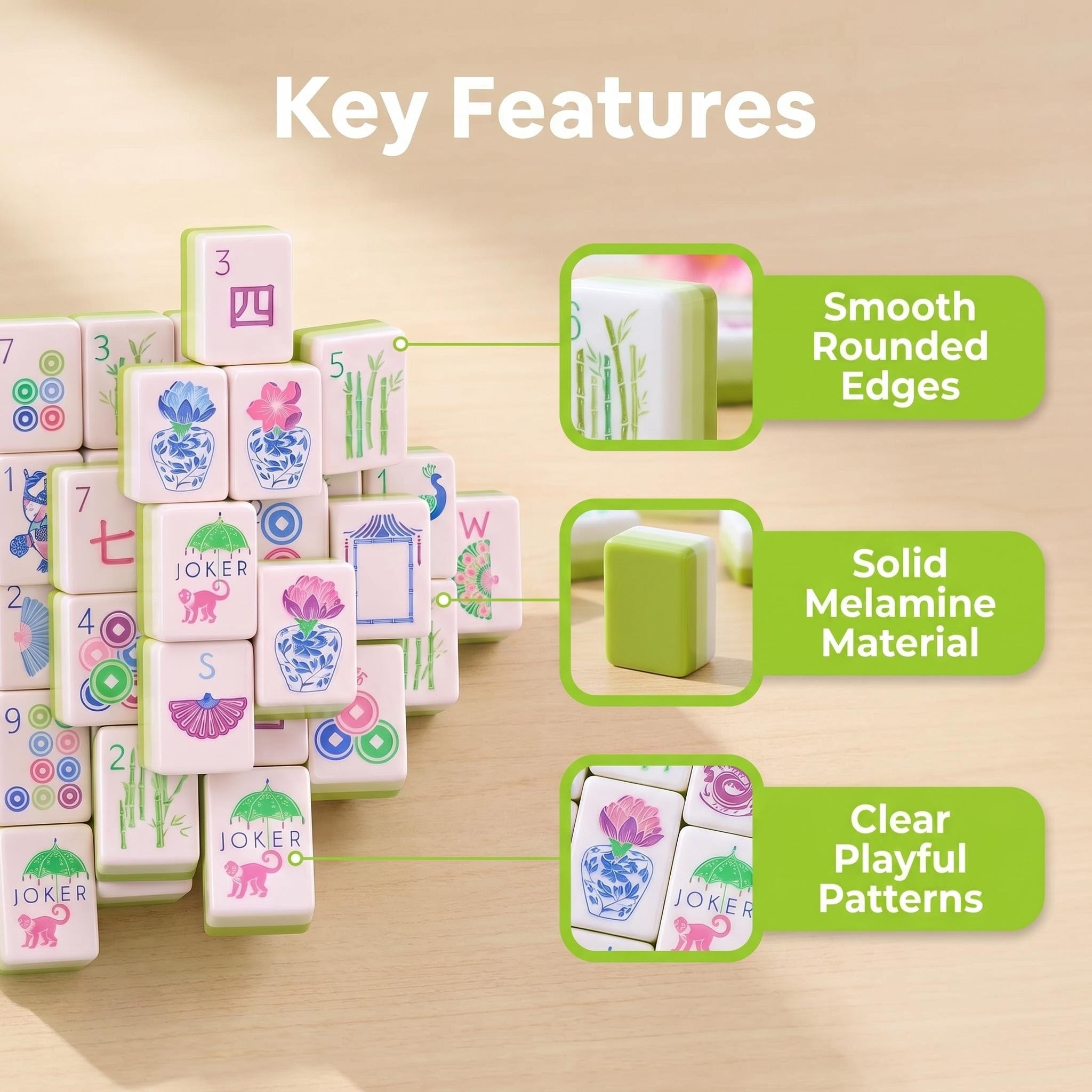 Bloom™ Apple Green Mahjong Set