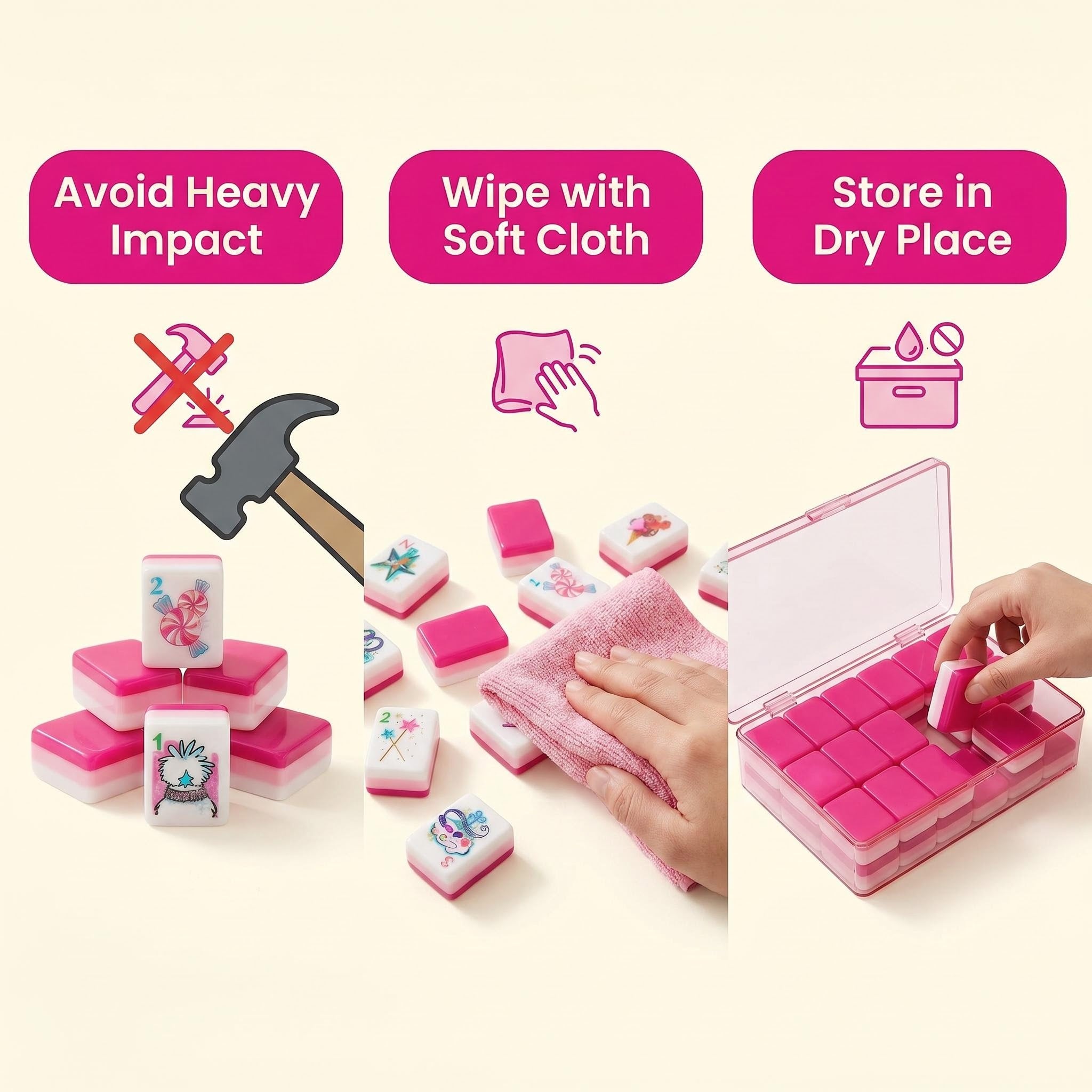 Sweet Mahjong™ Candy Pink Edition – Premium Mahjong Set for Family & Friends