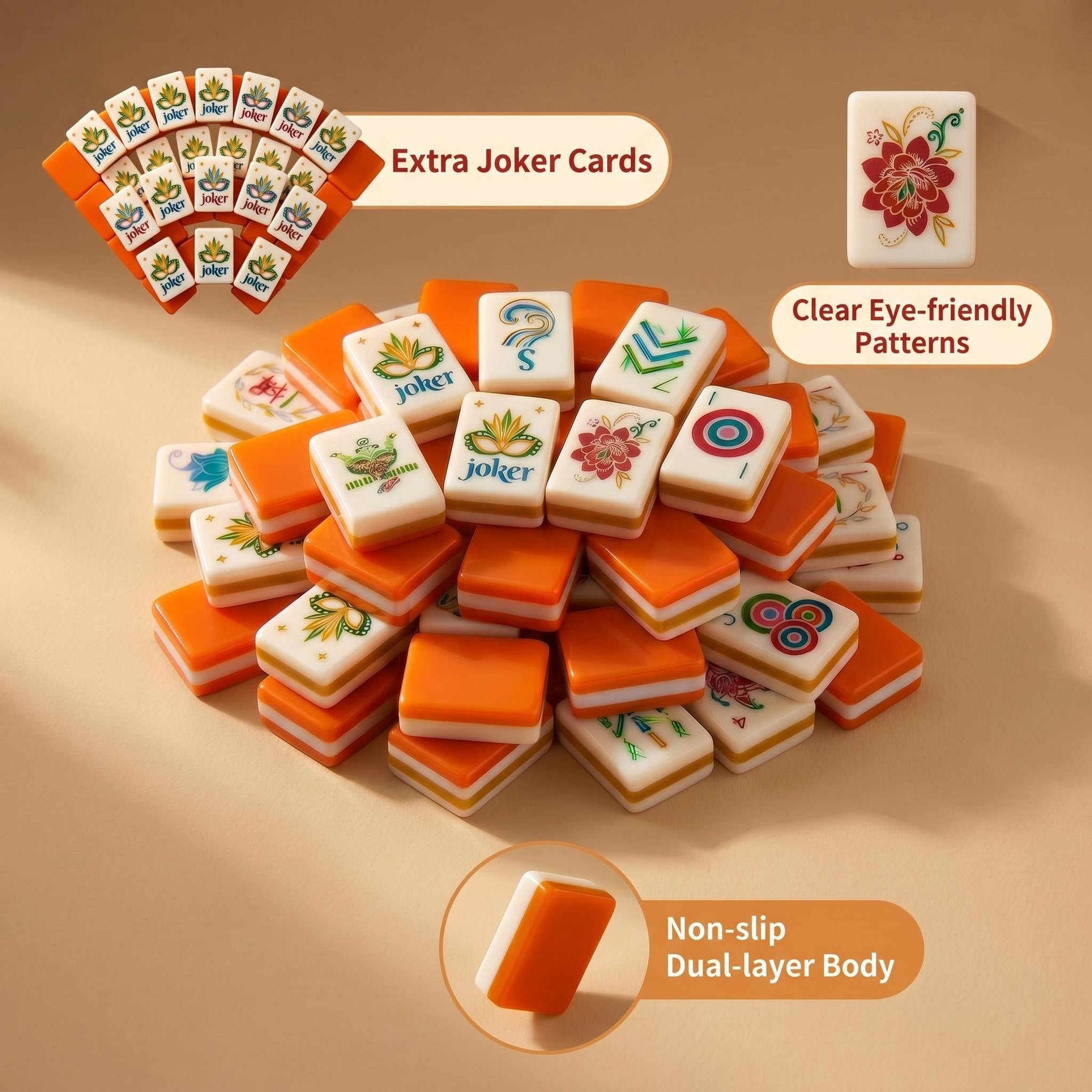 Vibrant Orange American Mahjong Set – Premium Tiles for Game Nights & Gatherings