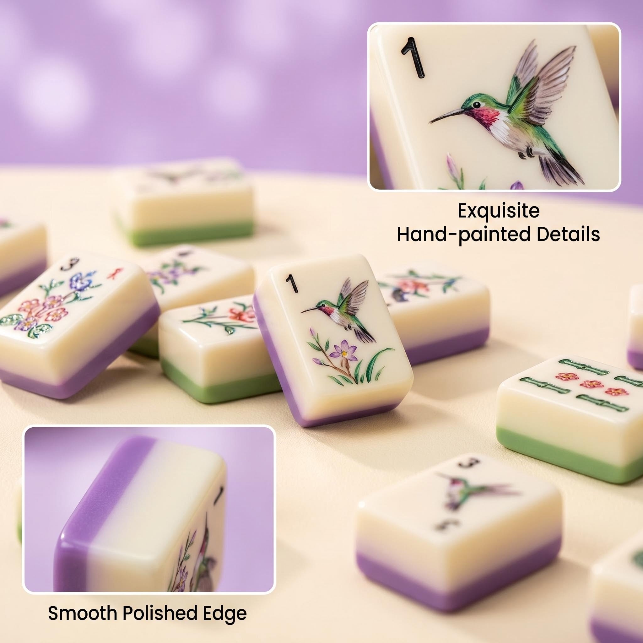 Artisan Purple Gradient Mahjong Set – Luxury Handcrafted Travel Tile Collection