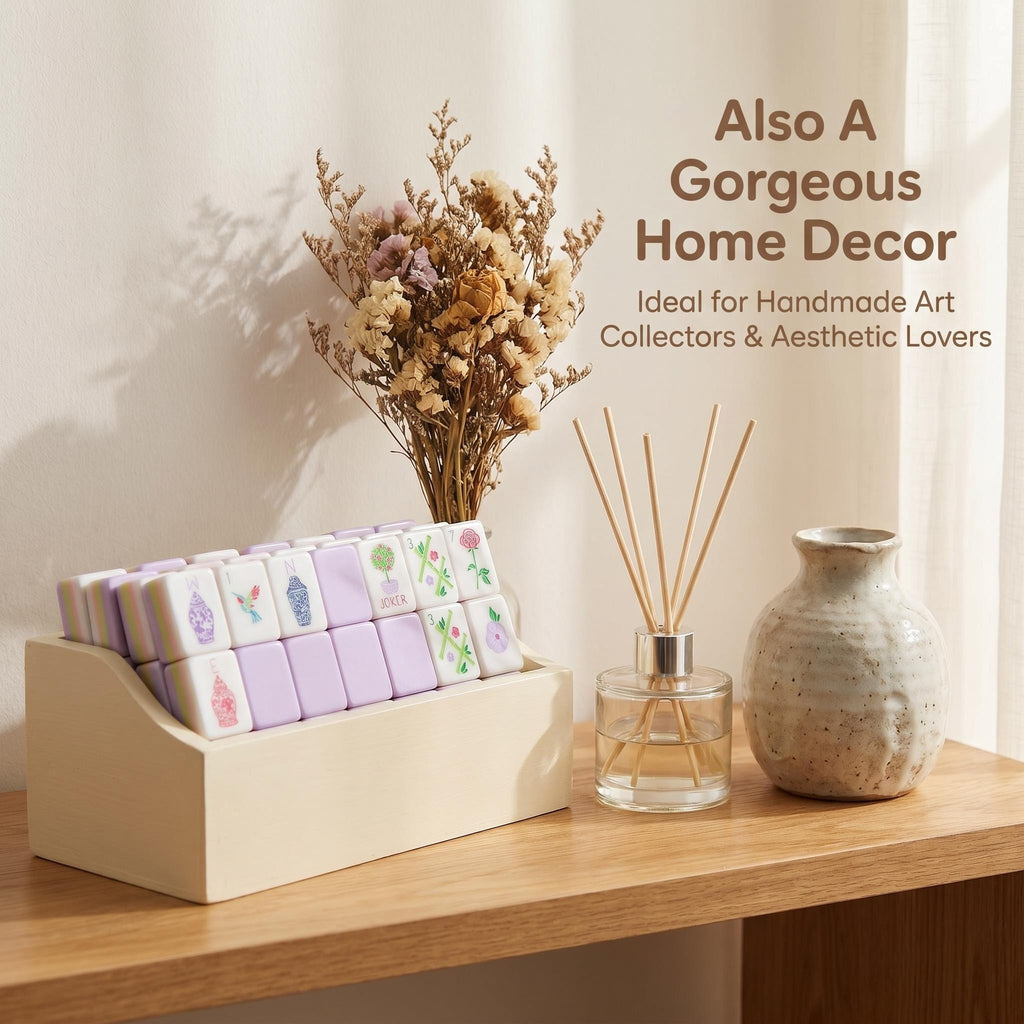 Artisan Purple Gradient Mahjong Set – Luxury Handcrafted Travel Tile Collection