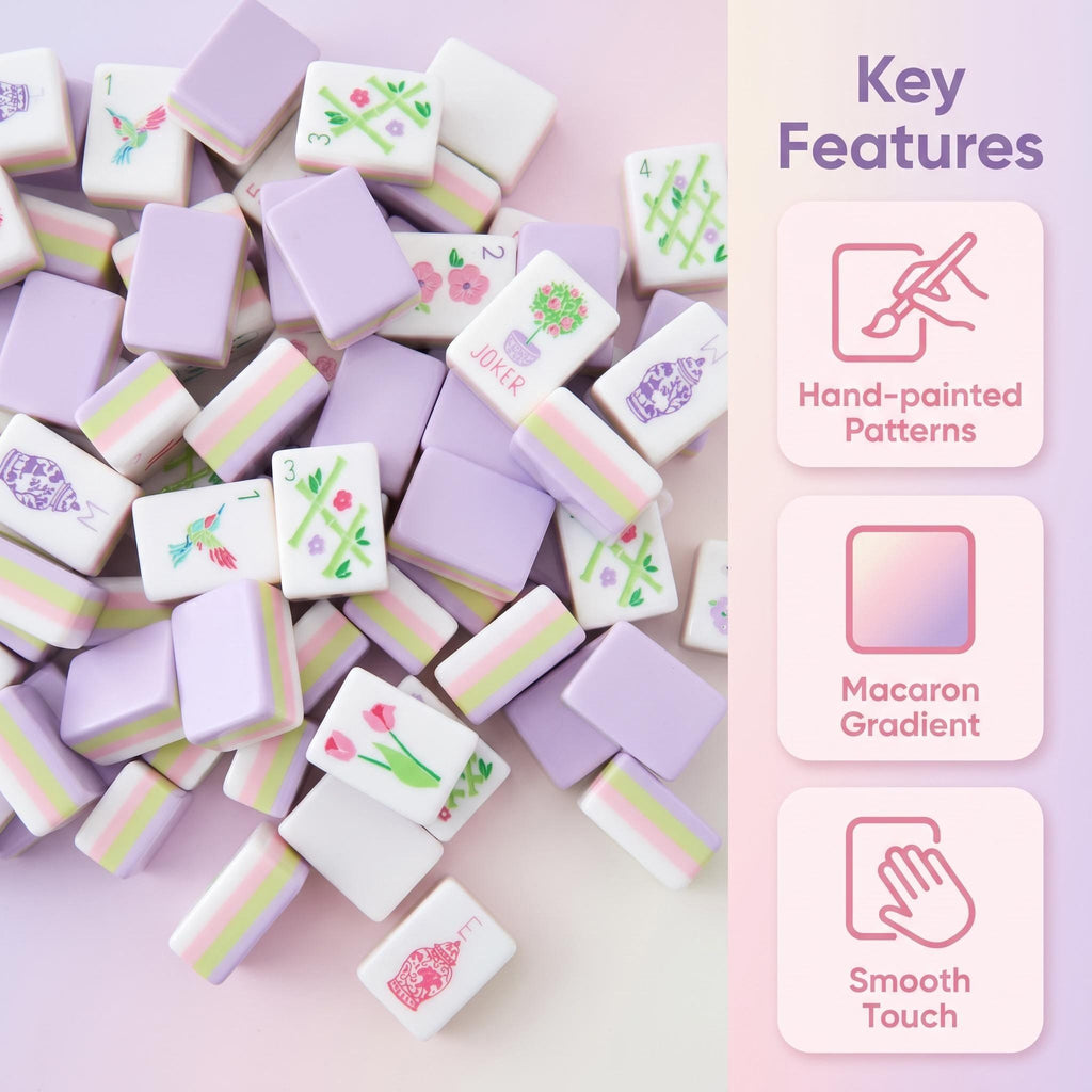 Artisan Purple Gradient Mahjong Set – Luxury Handcrafted Travel Tile Collection