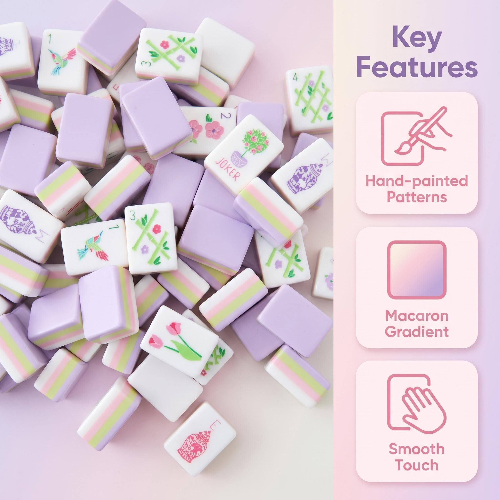 Artisan Purple Gradient Mahjong Set – Luxury Handcrafted Travel Tile Collection