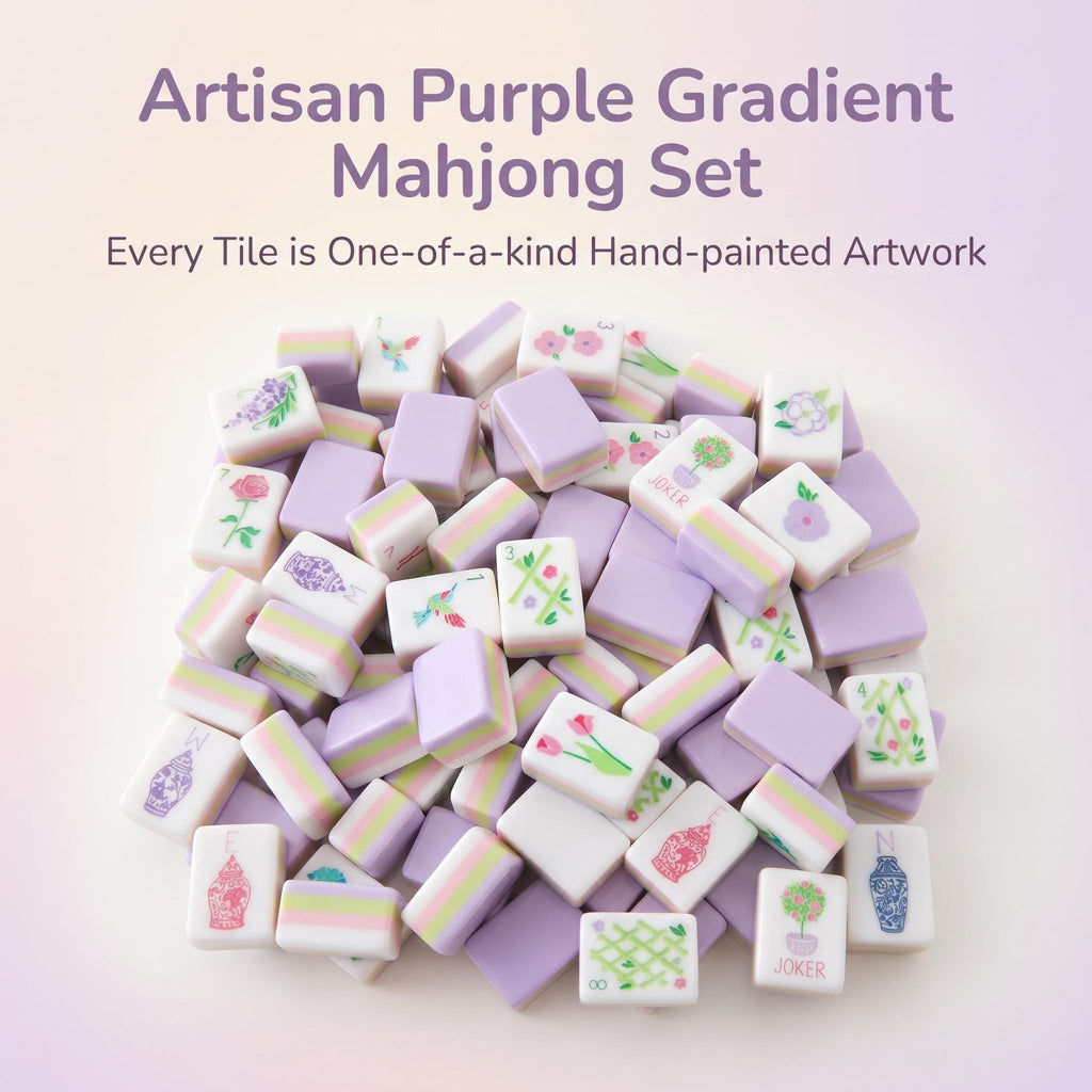 Artisan Purple Gradient Mahjong Set – Luxury Handcrafted Travel Tile Collection