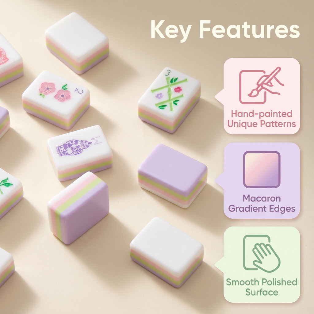 Artisan Purple Gradient Mahjong Set – Luxury Handcrafted Travel Tile Collection