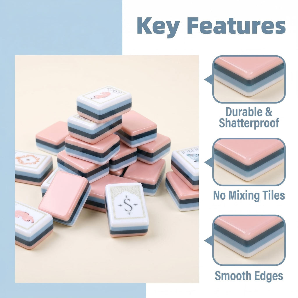 SweetJoker™ Rosé Cream Mahjong Set – Premium Designer Tiles Inspired by Soft Vintage Tones