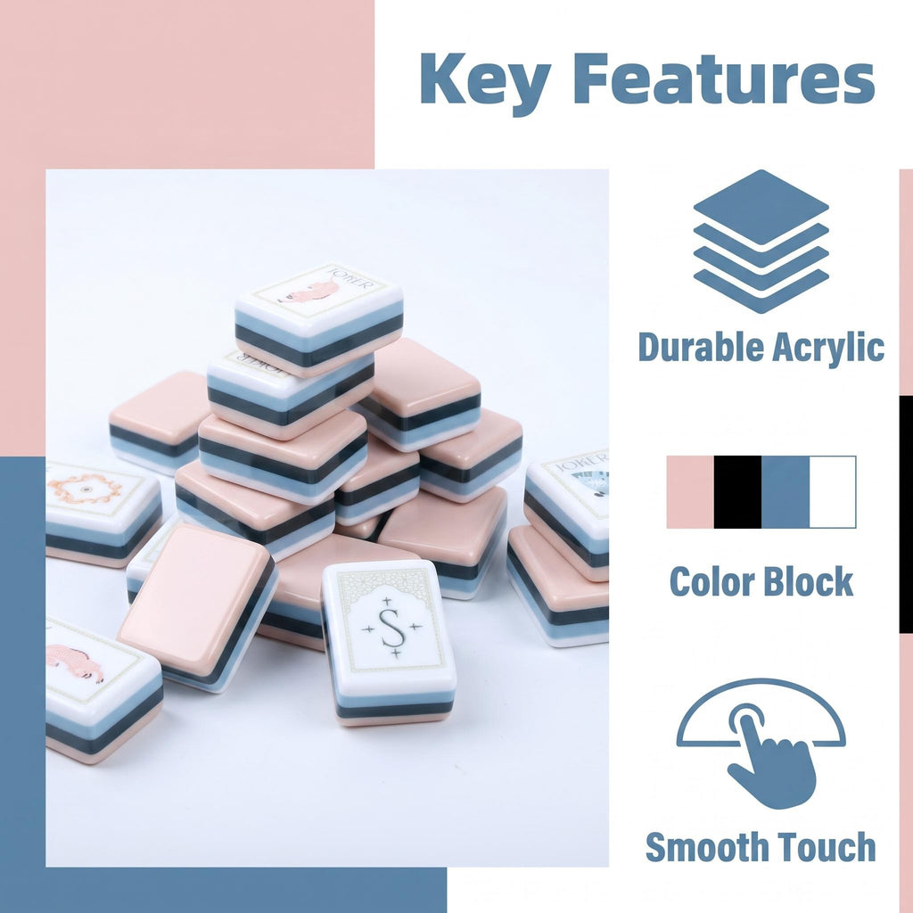SweetJoker™ Rosé Cream Mahjong Set – Premium Designer Tiles Inspired by Soft Vintage Tones