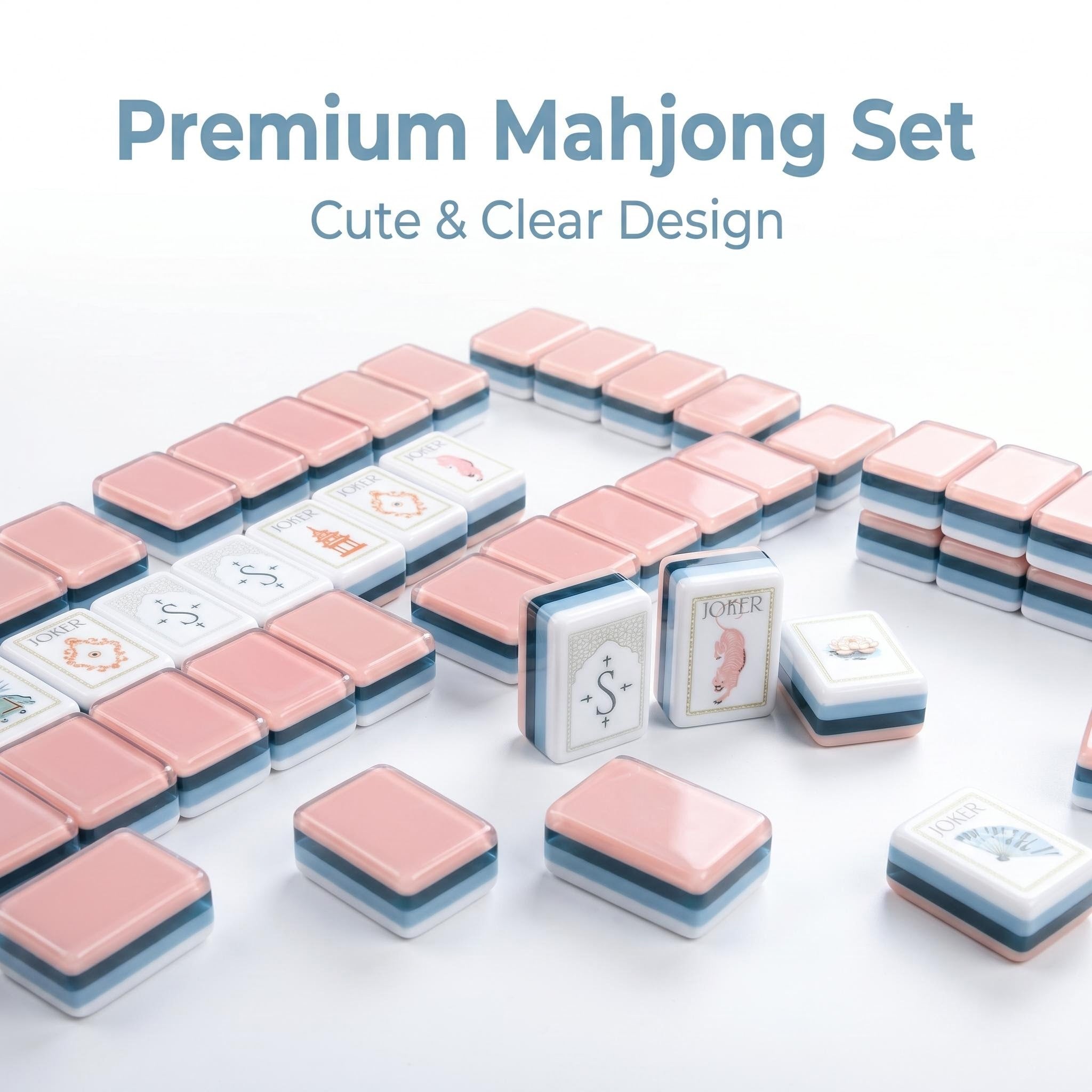SweetJoker™ Rosé Cream Mahjong Set – Premium Designer Tiles Inspired by Soft Vintage Tones