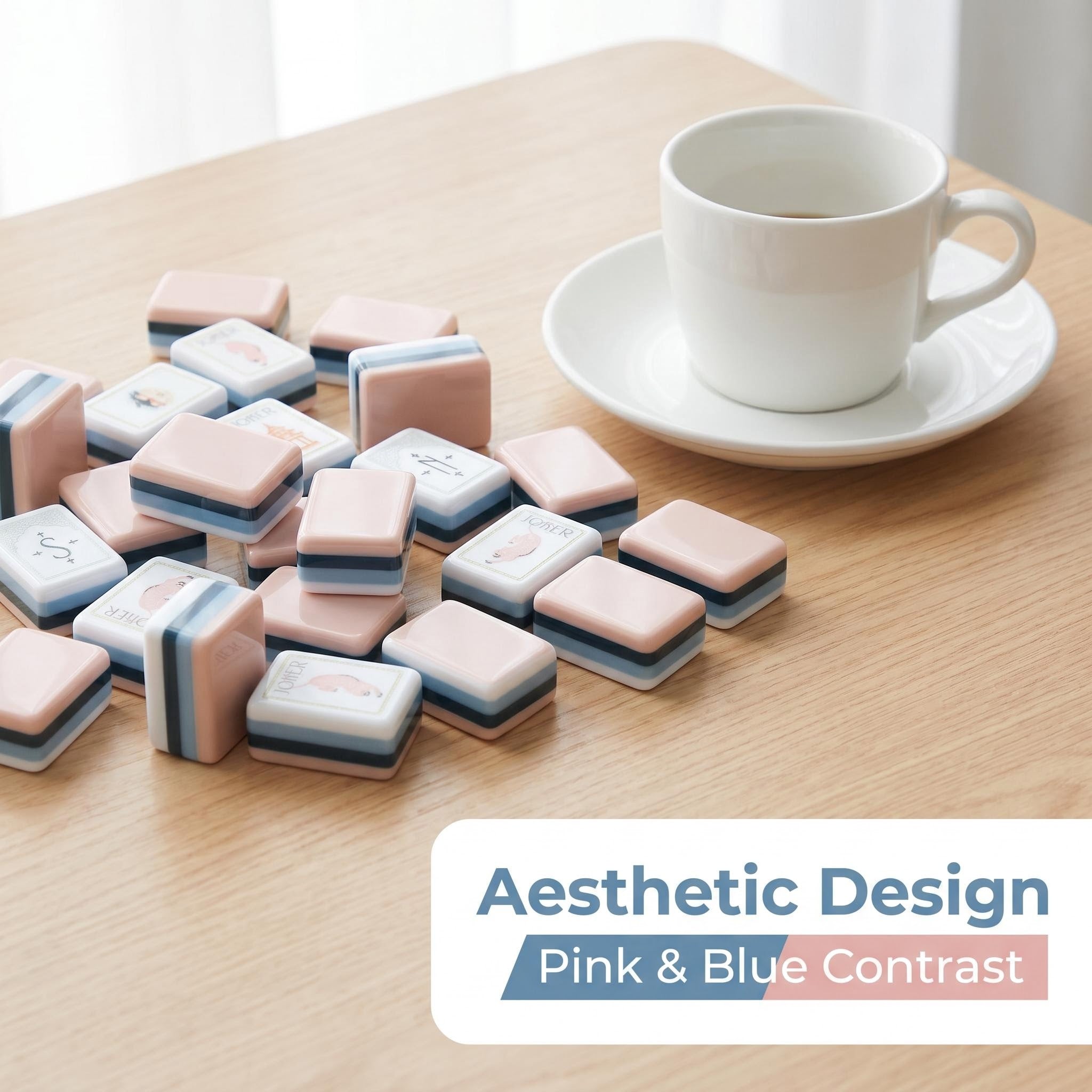 SweetJoker™ Rosé Cream Mahjong Set – Premium Designer Tiles Inspired by Soft Vintage Tones