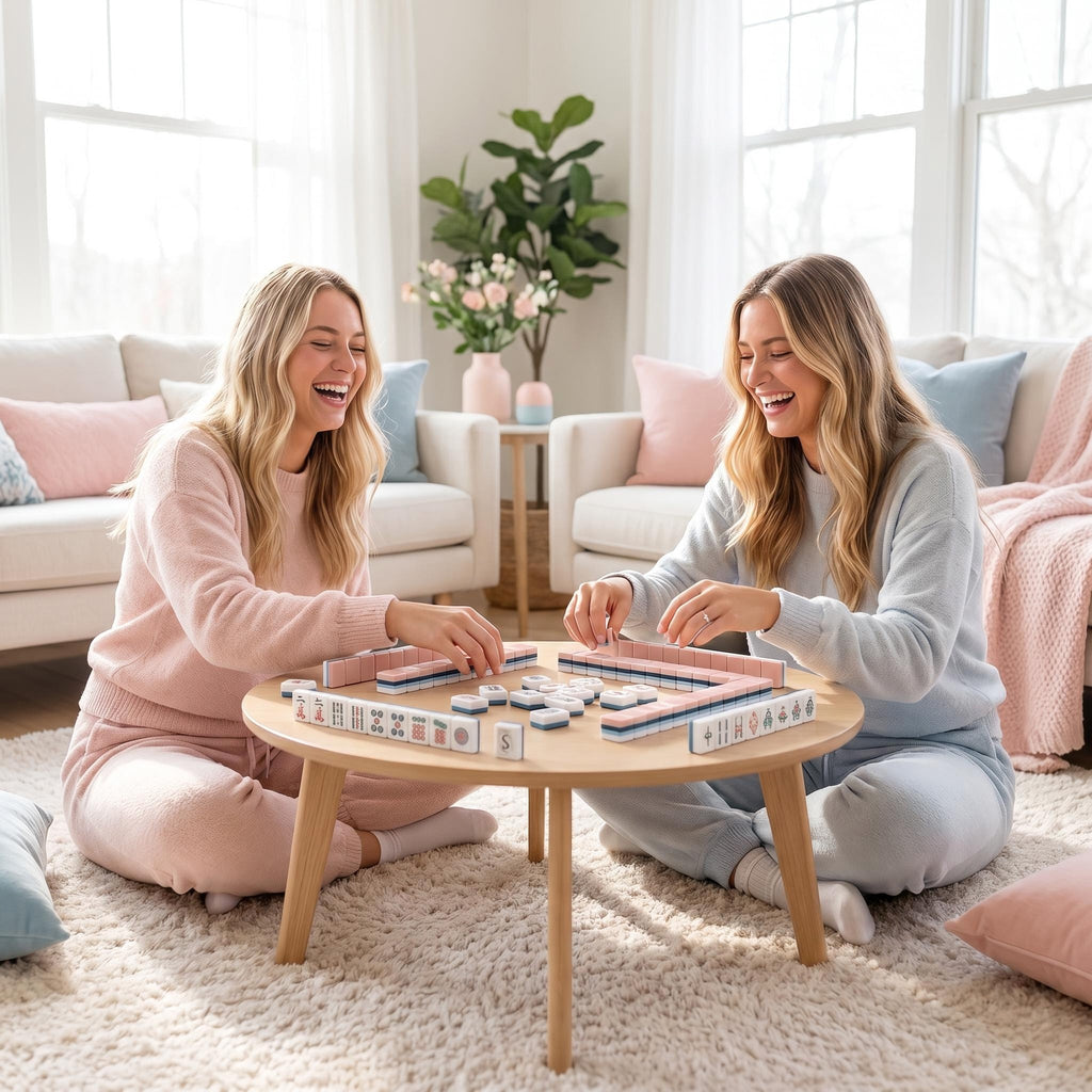 SweetJoker™ Rosé Cream Mahjong Set – Premium Designer Tiles Inspired by Soft Vintage Tones