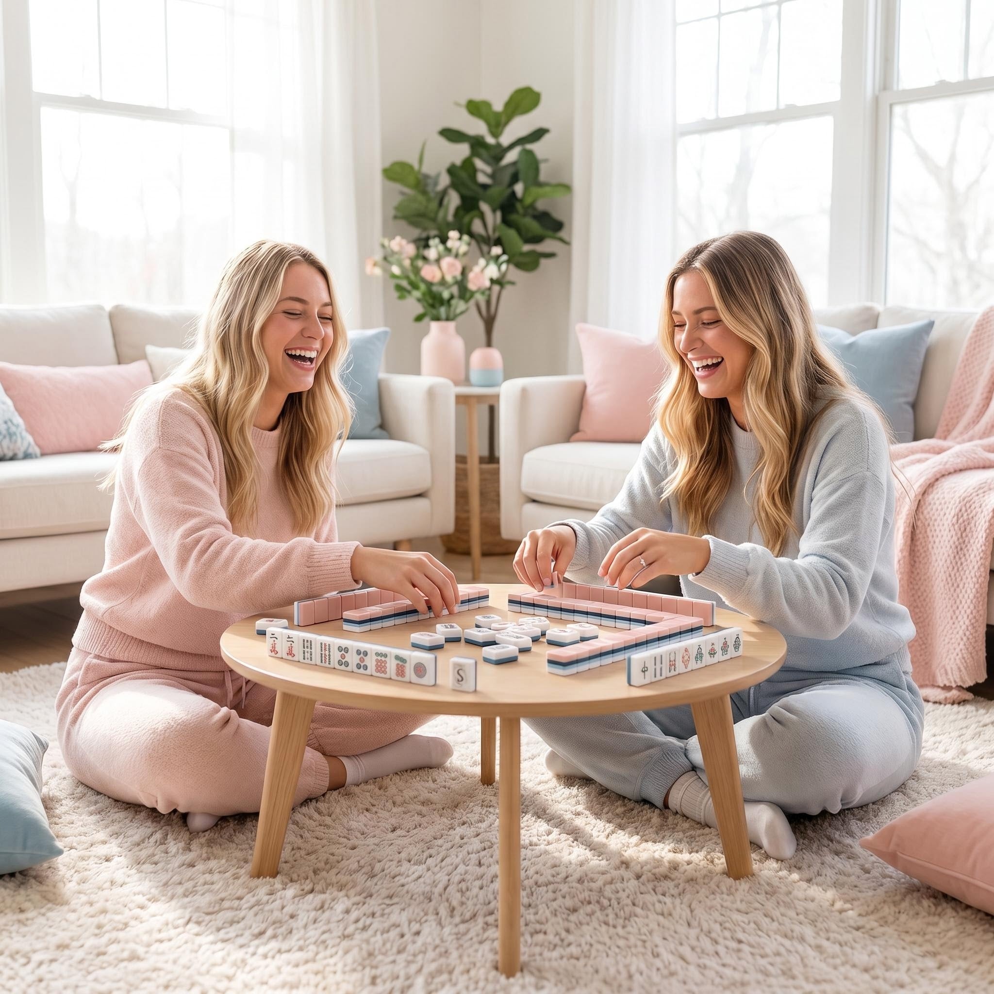 SweetJoker™ Rosé Cream Mahjong Set – Premium Designer Tiles Inspired by Soft Vintage Tones