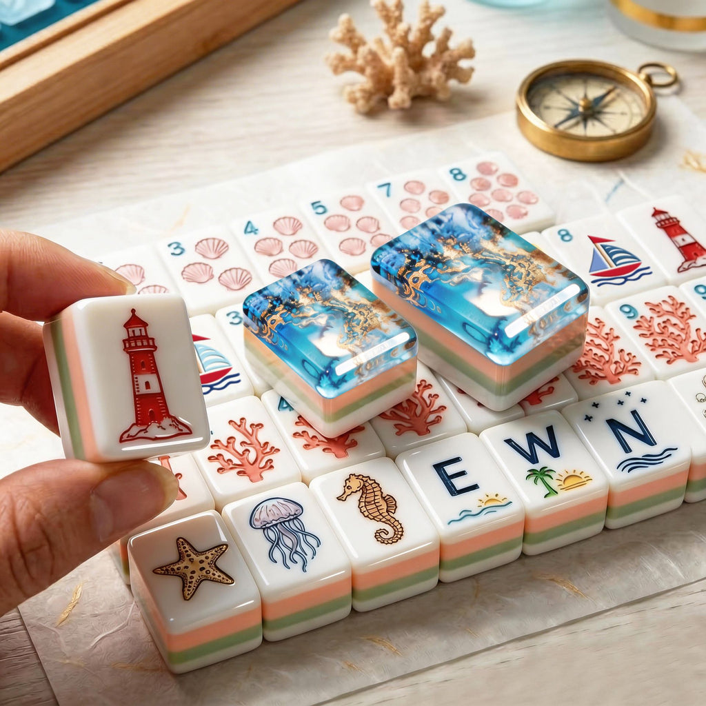 SweetJoker™ Neptune Royale Mahjong Set – Premium Ocean-Inspired Mahjong for Elegant Gatherings