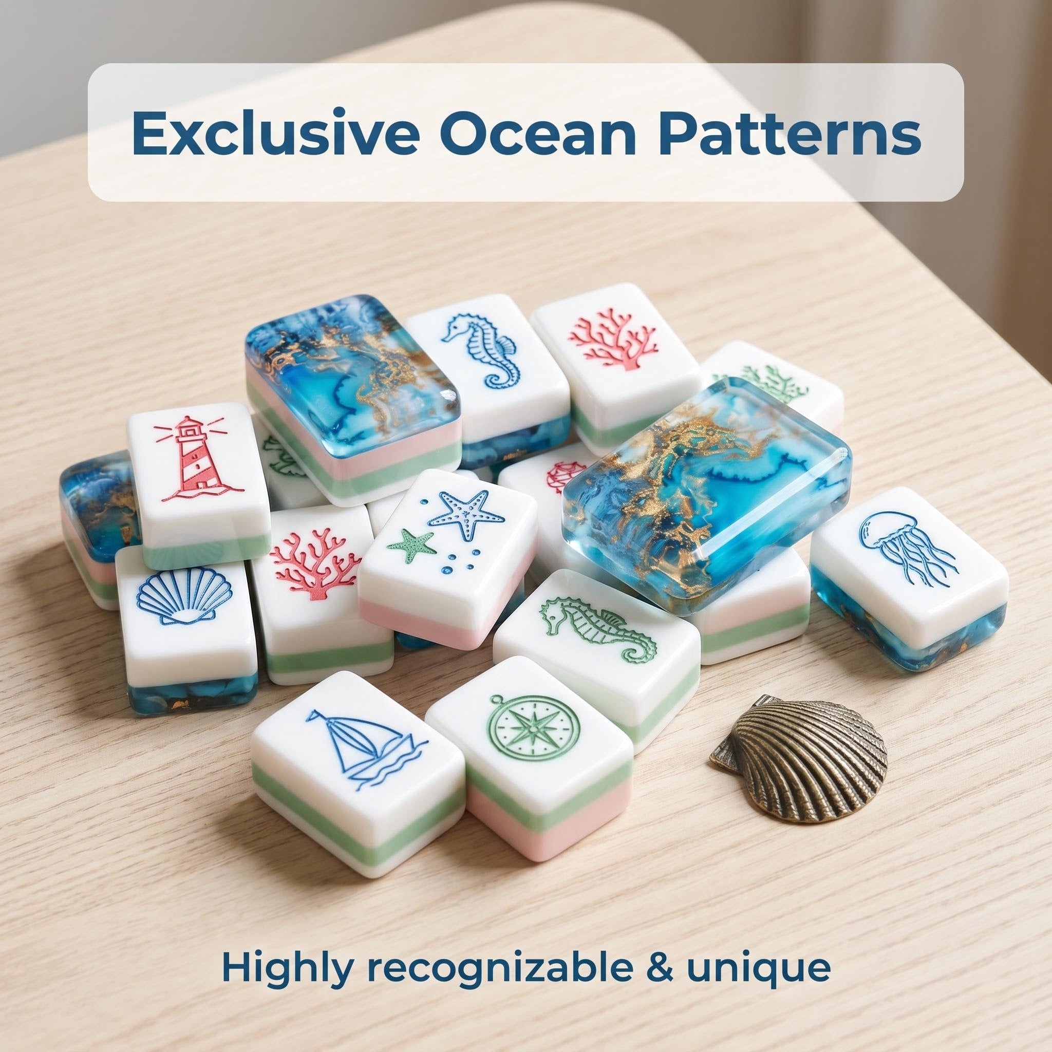 SweetJoker™ Neptune Royale Mahjong Set – Premium Ocean-Inspired Mahjong for Elegant Gatherings