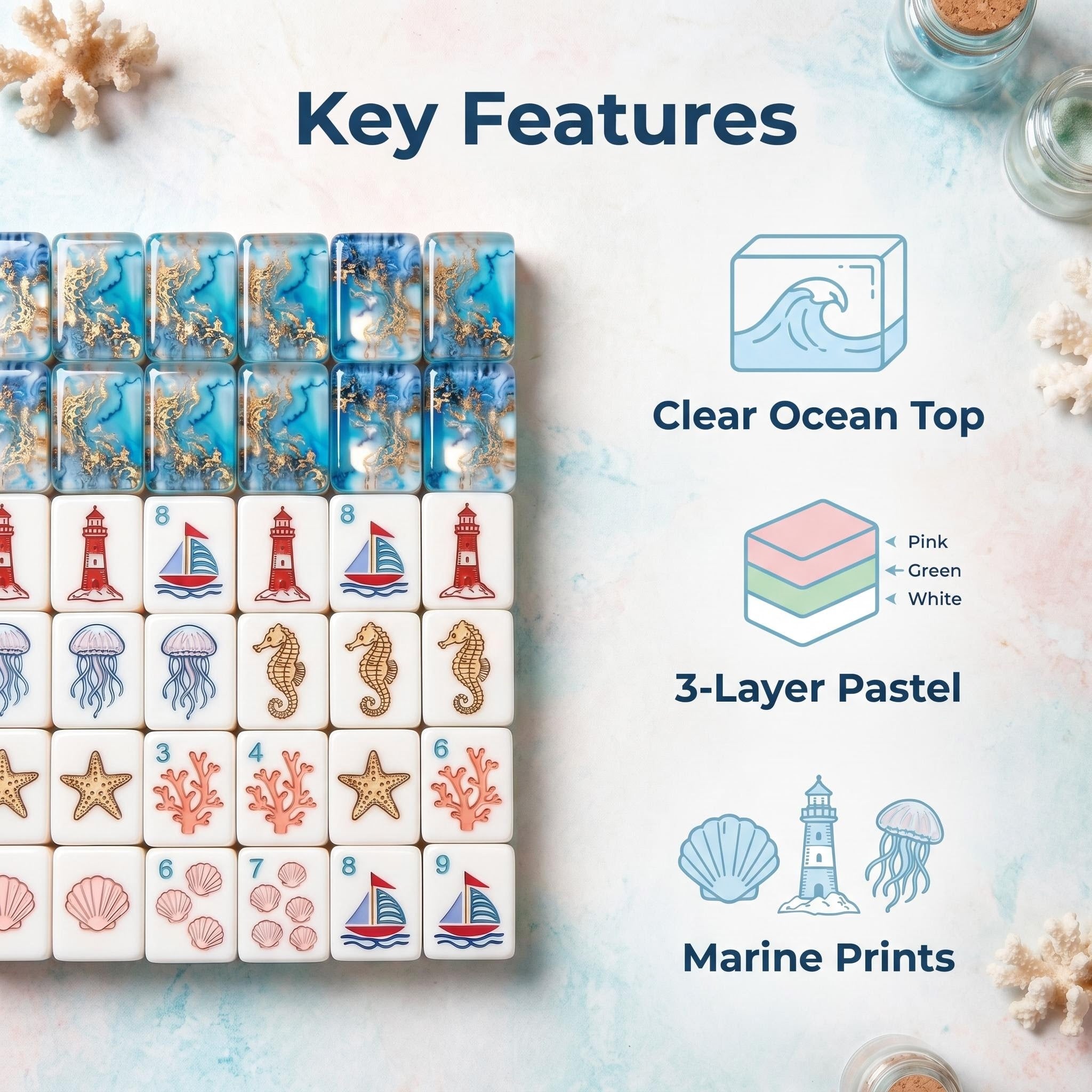 SweetJoker™ Neptune Royale Mahjong Set – Premium Ocean-Inspired Mahjong for Elegant Gatherings