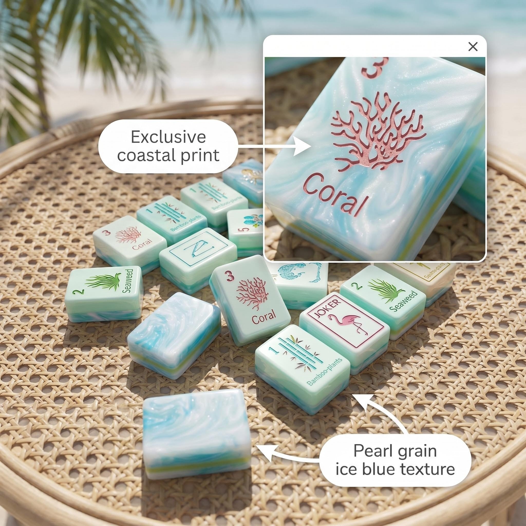 SweetJoker™ Coastal Shell Mahjong Set – Premium Designer Tiles Inspired by Ocean Elegance